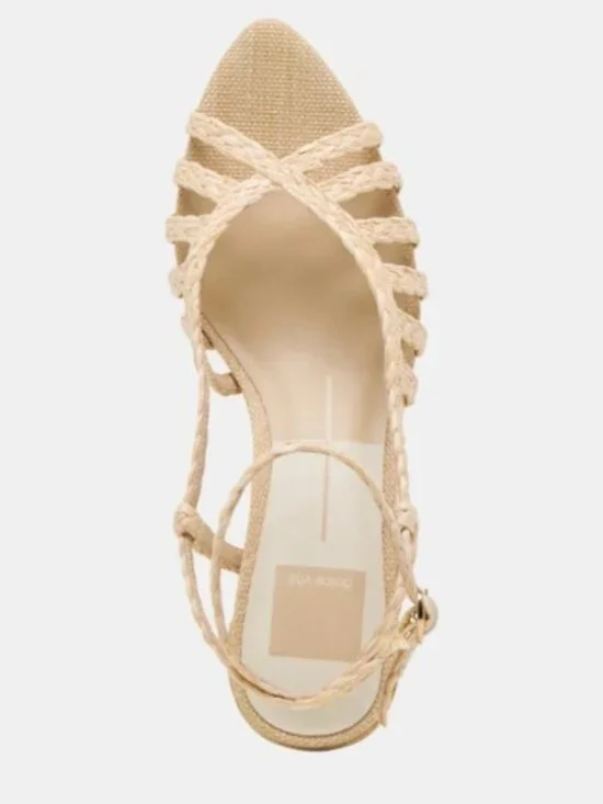 Dolce Vita Yasmin Raffia Sandals Size 8.5 Strappy Block Heel Natural Boho - Picture 6 of 15